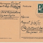 FZ-Baden - Wald ü. Messkirch 1947, Poststelle I, Karte n. Stuttgart