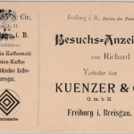 DR - 3 Pfg. Germania, Vertreteravis (Kaffee Kuenzer) Freiburg - Waiblingen 1901