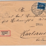 DR - 2x20 Pfg. Stephan, Einschreibebrief Kirchzarten - Karlsruhe 1925