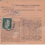 DR - Biengen ü. Freiburg Landpost-Ra2 a. Dringend-Paketkarte n. Schmierbach 1943