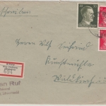 DR - St. Peter ü. Freiburg, Oststelle I, Einschreibebrief n. Waldkirch 1944