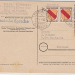 FZ/Allg. - 24+5+2x8 Pfg. Wappen, Karte i.d. SCHWEIZ, Tiefenbach ü. Albbruck 1947