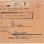 DR - Zeitz 2 1942, Gebühr bezahlt, Paketkarte/Selbstbucher (Rusteberg) n.