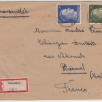DR - 25+30 Pfg. AH, Einschreibebrief/Zwnagsarbeiter n. FRANKREICH, Dessau Bamag