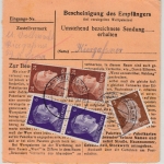DR - 5x24 Pfg. AH u.a., Paketkarte Ostrau (Sachs) - Kneiting 1943