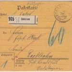Bayern - Übersee 1918, unfreie Paketkarte/60 Pfg. Nachporto n. Landshut