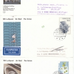 Färöer - 13 Luftpostkarten 1987/88, versch. Frankaturen