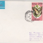 Kenya - 2x2,50 Sh. Schmetterlinge, Luftpostbrief Nairobi - Johannesburg 1991