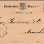 Bayern - 5 Pfg. Wappen GA-Karte , K1 Tegernsee - München 1878