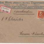 Bayern - 30 Pfg. Ludwig/Frieden, Einschreibebrief Tegernsee - Hann.Münden 1915