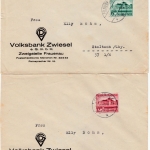 DR - 2x6 und 12 Pfg. Gautheater Saarpflaz, 2 Briefe Frauenau - Staltach 1938