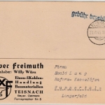 All.Bes. - Teisnach 23.11.45, Gebühr bezahlt, L1 a. Karte n. Wuppertal