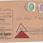 DR - 40+5 Pfg. Strohhut, Dienst-Nachnahmebrief Deggendorf - München 1932