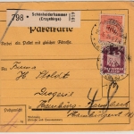 DR - 50 Pfg. Korbdeckel u.a., Paketkarte Schönheiderhammer (Erzgeb.) 1924 n.