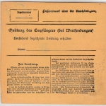 DR - 20+100 Pfg. Korbdeckel/Perfin "FW", Paketkarte Berlin - Hamburg 1924