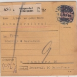 DR - 100 Pfg. Korbdeckel, Einschreibe-Paketkarte Göppersdorf b. Burgstädt 1924