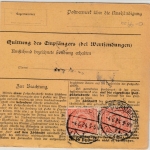 DR - 10+20+50 Pfg. Korbdeckel, Paketkarte Sielbeck-Uklei (Ostholstein) 1924 n.