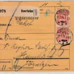DR - 2x50 Pfg. Korbdeckel u.a., Paketkarte Iserlohn - Hamburg 1924