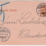 DR - 25 Pfg. Germania Rohrpost-GA-Karte, Berlin W50 - Berlin NW5, 1902