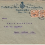 DR - Zittau 1916, illustr. Firmenkuvert (Weingroßhandlung) n. Gross-Schönau