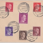 DR - 40+15+12+10+8+6 Pfg. AH, Blankokarte m. ERSTTAG-Stpl. Ingolstadt 1.8.41