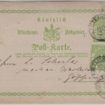 Württemberg - 1 Kr. GA-Karte+1 Kr. Zusatz, Reutlingen - Göppingen 1874