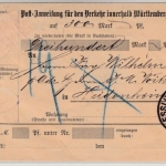 Württemberg - 20 Pfg. Postanweisungs-GA-Umschlag, Esslingen - Heidenheim 1896