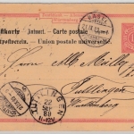 Württemberg - 10 Pfg. GA-Karte/Antworttteil Basel - Tuttlingen 1889