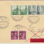 DR - Schiffe, Zusammendruck, Eilbrief SST Stettin Box-Länderkampf - Beuel 1937
