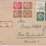 DR - Hindenburg Zusammendrucke, Einschreibebrief Planegg - Bad Reichenhall 1941