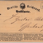 DR - 1/2 Gr. kl. Brustschild, Postkarte Ra2 Unna - Offenbach 1872