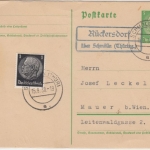 DR - Rückersdorf ü. Schmölln (Thüring.), Landpost-Ra2 a. GA-Karte n. Mauer 1938