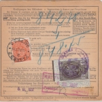 DR - Pößneck 1937, Gebühr bezahlt, Paketkarte/Selbstbucher n. JUGOSLAWIEN