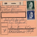 DR - 50+25 Pfg. AH, Paketkarte Schkölen - Drei-Ähren b. Kolmar 1941