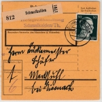 DR - 50 Pfg. AH, Paketkarte Schmalkalden - Marksuhl 1943