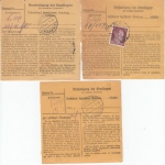 DR - Plauen 1943, 3 Paketkarten n. Erpfenzell/Petzkofen/Falkenstein, versch. PÄ