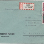 BRD - 7031 Kayh, Einschreibebrief n. Böblingen 1964
