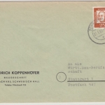 BRD - Schwäbisch Hall 1963, apt. tagesstempel Brief n. Stuttgart