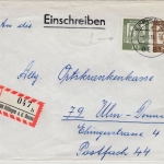 BRD - Eppisdorf Poststelle I/R-Zettel Dillingen, Einschreibebrief n. Ulm 1965