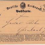 DR - 1/2 Gr. kl. Brustschild, Postkarte Ra2 Unna - Offenbach a.M. 1872