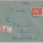DR-Infla - 5 M. Queroval Einschreibebrief Weingarten - München 20.7.1922