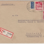 Bizone - Altenbögge (Kr. Unna), 3x20 Pfg. Bauten a. Einschreibebrief n. Dortmund