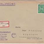 All.Bes. - Merzen ü. Bramsche, Poststelle I, Einschreibebrief n. Sillstedt1947