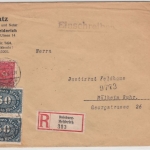 DR-Infla - 2x50 M. Queroval u.a., Einschreibebrief Duisburg-Meiderich - Mülheim