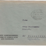 All.Bes. - Duisburg 2 - 28.7.45, Gebühr bezahlt, Brief n. Düsseldorf