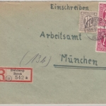 AM-Post - 2x40+4 Pfg., Einschreibebrief Duisburg-Beeck n. München 1946