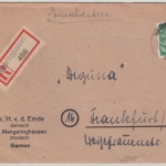 All.Bes. - Mengeringhausen 1947, Einschreibebrief n. Frankfurt a.M., ohne Inhalt