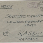 All.Bes. - Schrecksbach ü. Treysa 9.2.46, Gebühr bezahlt, Poststelle I a. Brief