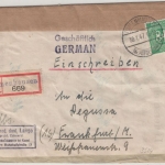 All.Bes. - Immenhausen (Kr. Hofgeismar) 1947, Einschreibebrief n. Frankfurt a.M.