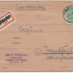 All.Bes. - Karlshafen 1948, Einschreibebrief n. Frankfurt a.M., ohne Inhalt